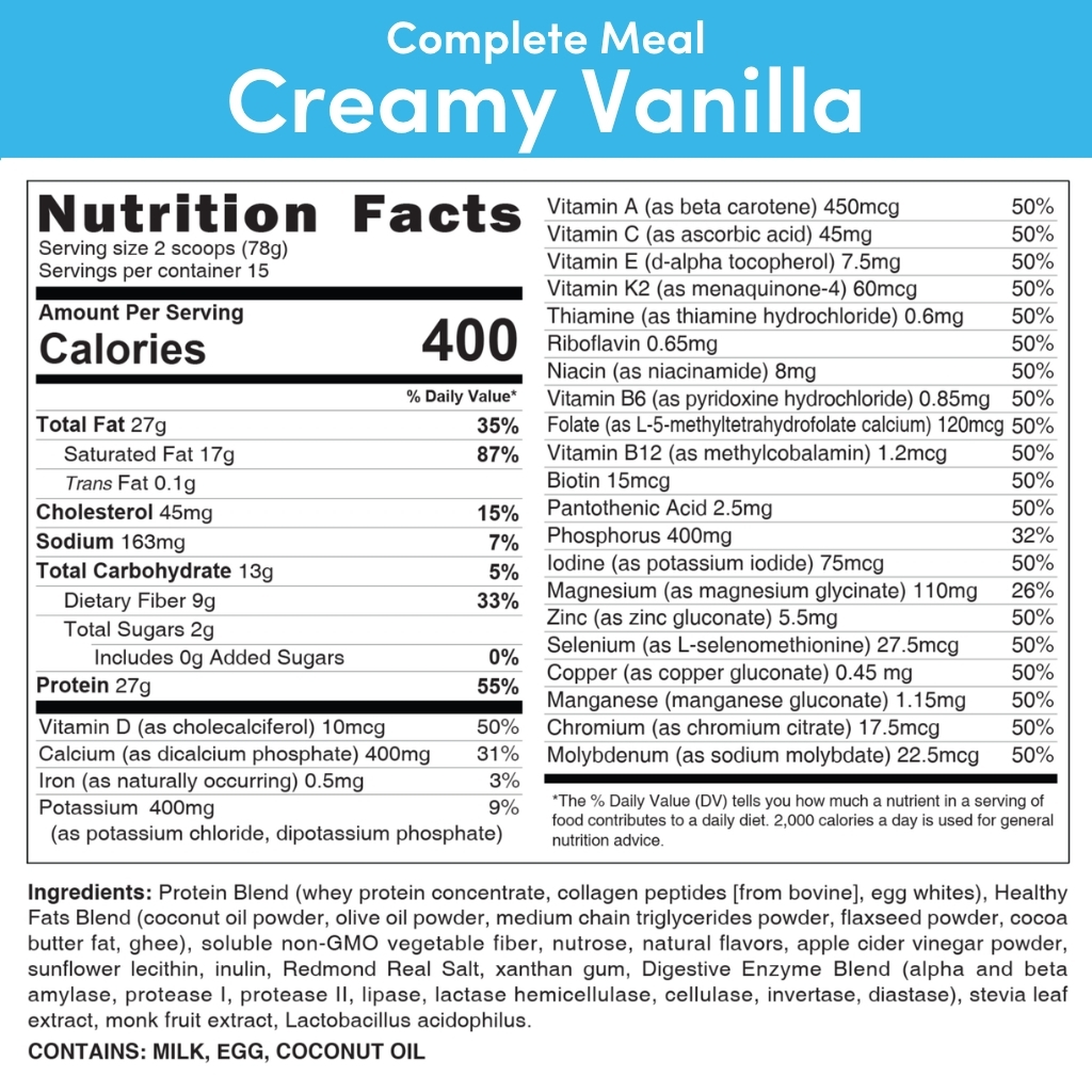 HLTH Code GetLean Creamy Vanilla - low calorie meal replacement shake
